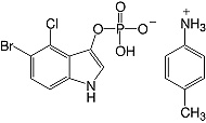 Structure 5-Brom-4-chlor-3-indolyl-phosphat&#183;p-Toluidinsalz_reinst