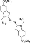 Structure 2,2'-Azinobis(3-ethylbenzthiazoline-6-sulfonic acid)&#183;2NH<sub>4</sub>-salt_cryst. analytical grade